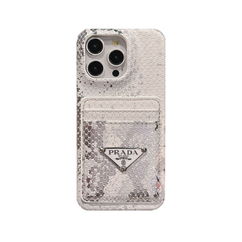 Leather Serpentine Pr Phone Case With Card Holder for iPhone 12