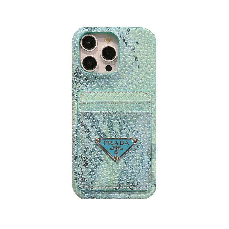 Leather Serpentine Pr Phone Case With Card Holder for iPhone 12