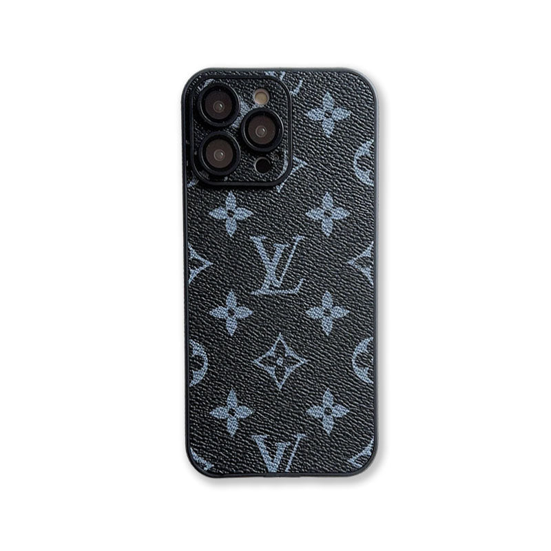 Luxury Leather Monogram Phone Case With Lens Protection for iPhone 12