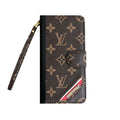 Monogram iPhone Case With Wallet Leather Flip Case With Card Holders for iPhone 12