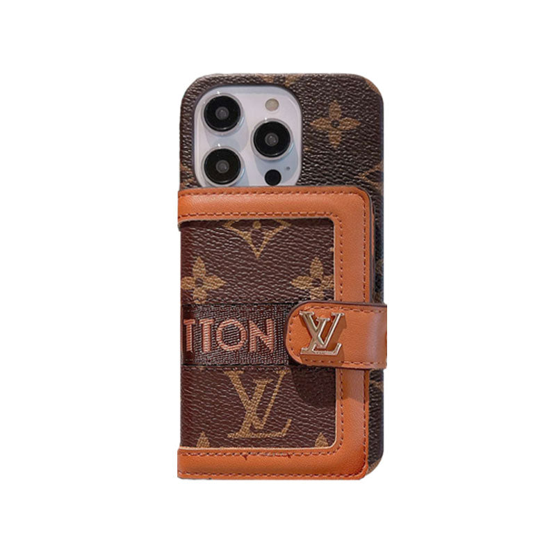 Monogram iPhone Case With Wallet And Crossbody Strap Brown for iPhone 12