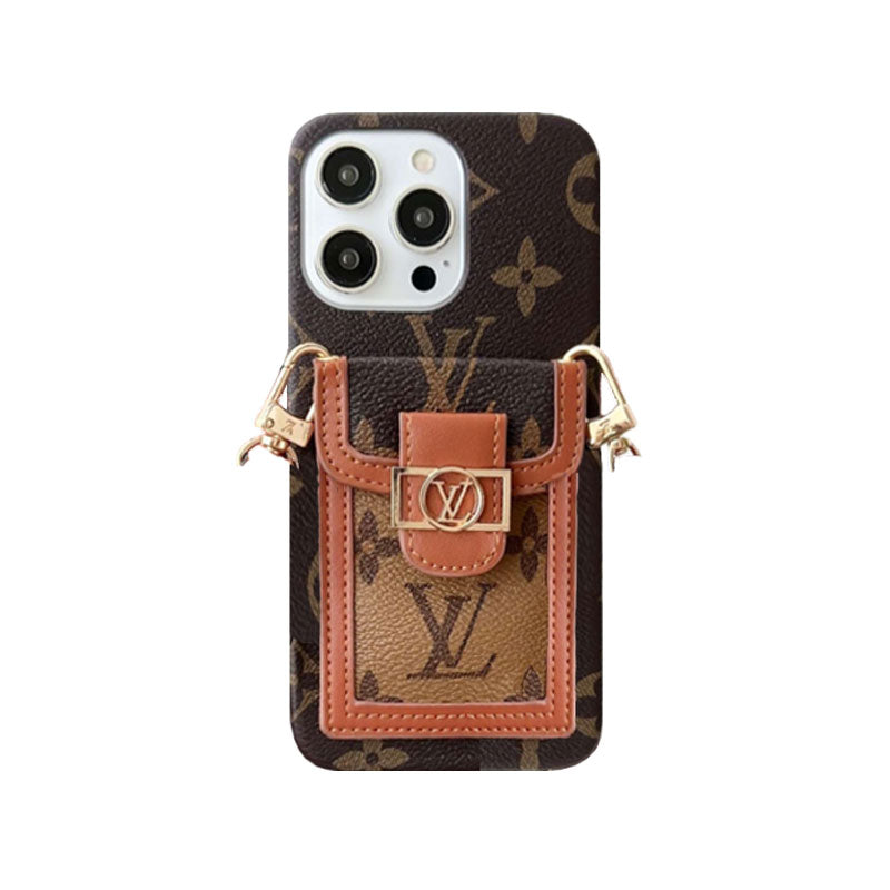 Monogram Dauphine iPhone Case With Card Holder And Strap Brown for iPhone 12