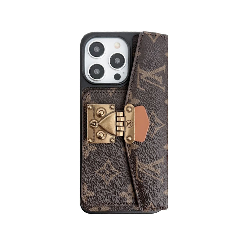 Monogram iPhone Case With Purse And Crossbody Strap Brown for iPhone 12