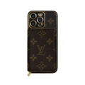 Monogram iPhone Case With Wallet Brown Big Printing for iPhone 12