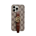 GG iPhone Case With Holder Brown for iPhone 12