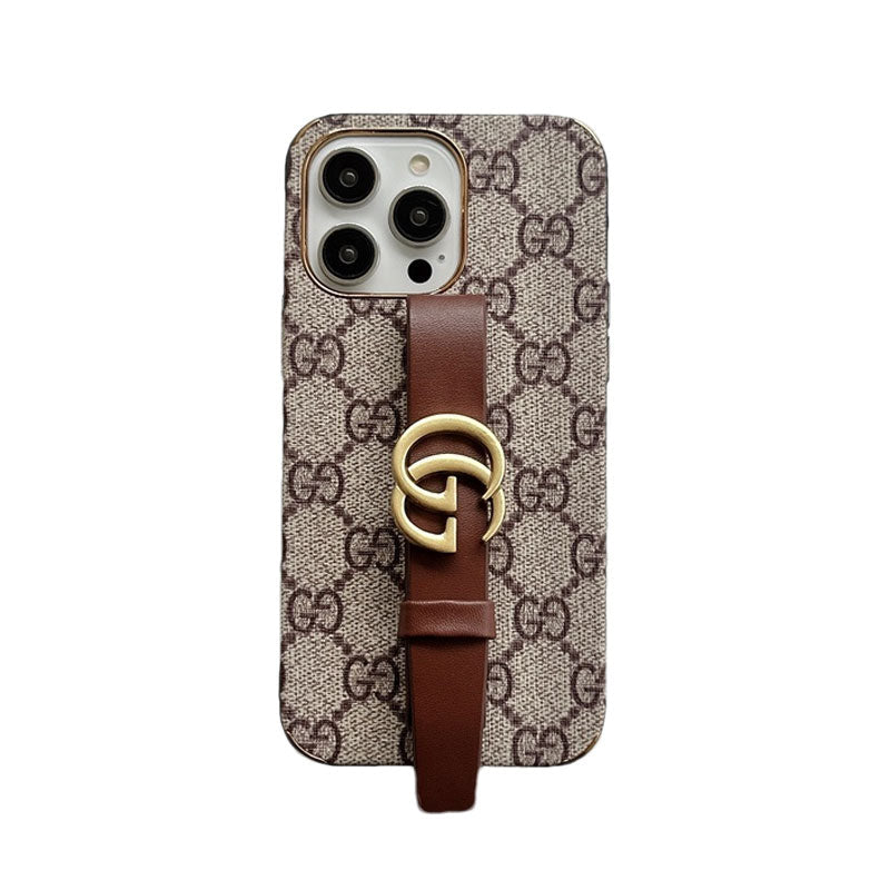 GG iPhone Case With Holder Brown for iPhone 12