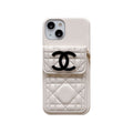 Luxury iPhone Case With Wallet And Strap White for iPhone 12