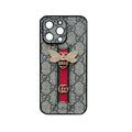 Classic Leather GG Bees Phone Case With Strap for iPhone 12