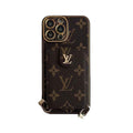 Monogram iPhone Case With Card Wallet And Strap for iPhone 12