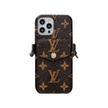 Monogram iPhone Case With Purse And Crossbody Strap Brown for iPhone 12