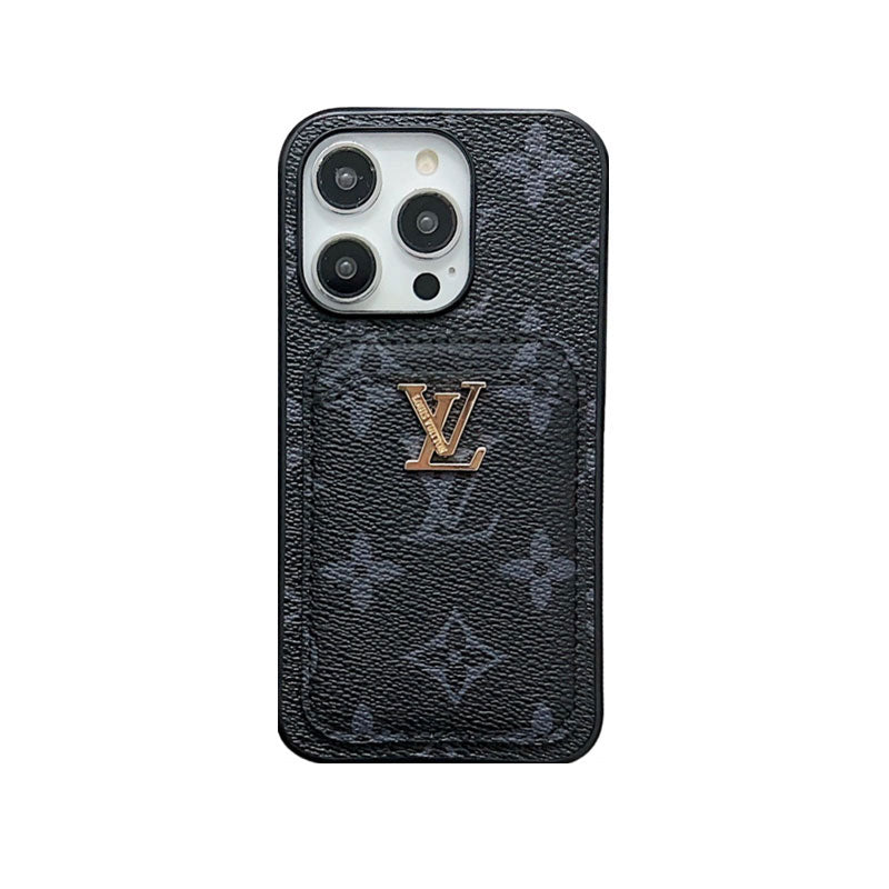 Classic Monogram iPhone Case With Card Holder -Black Printing for iPhone 12