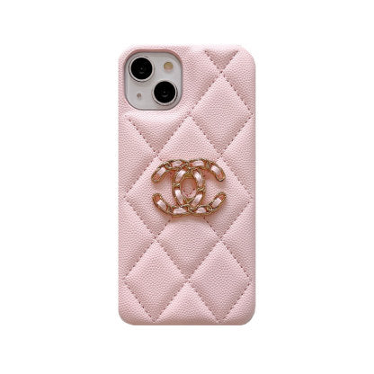 Classic Leather CC Phone Case For iPhone Pink for iPhone 12