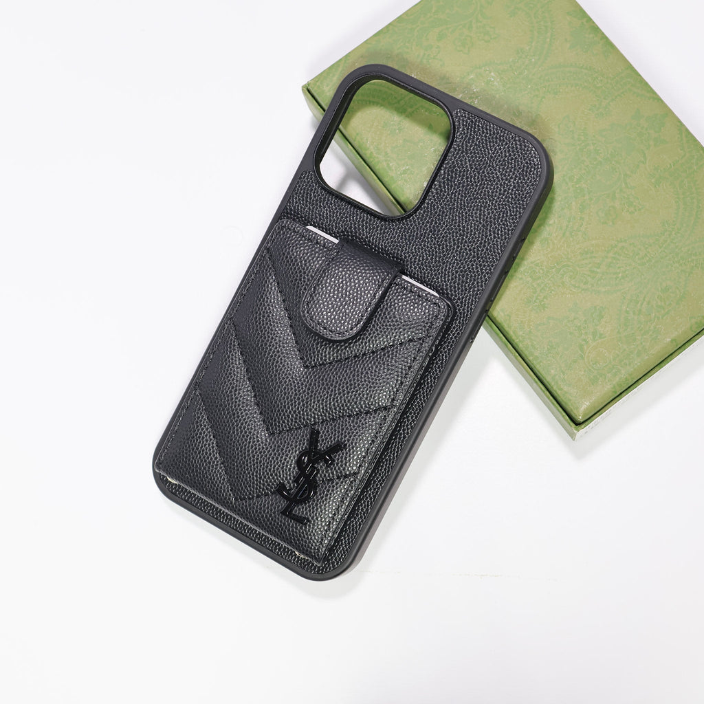 iPhone Case Ysl Leather Card Holder For 12 13 14 15 16 Pro Max Series for 12-pro