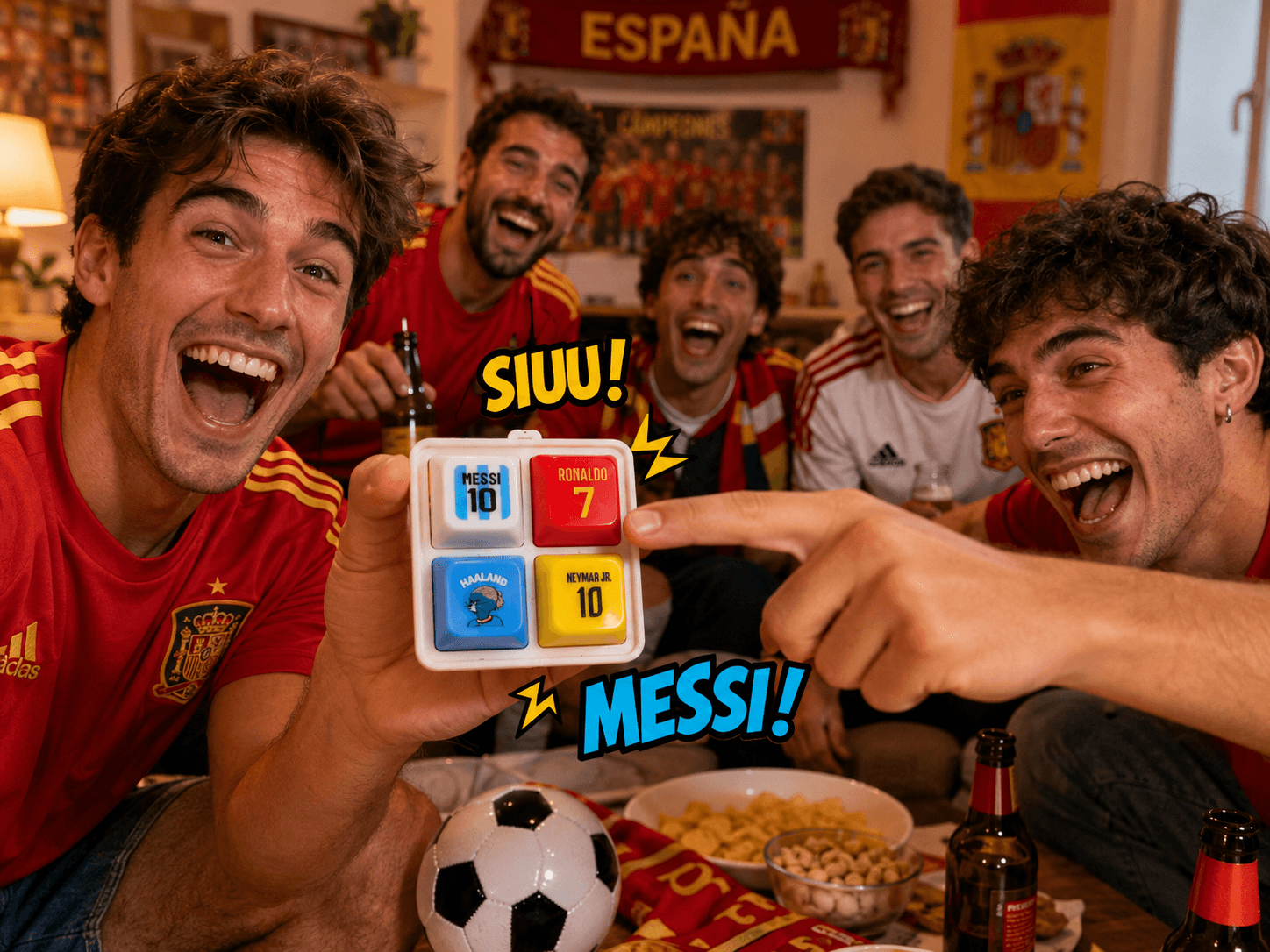 Football Legends Sound Button Keychain – Messi, Ronaldo, Haaland & Neymar