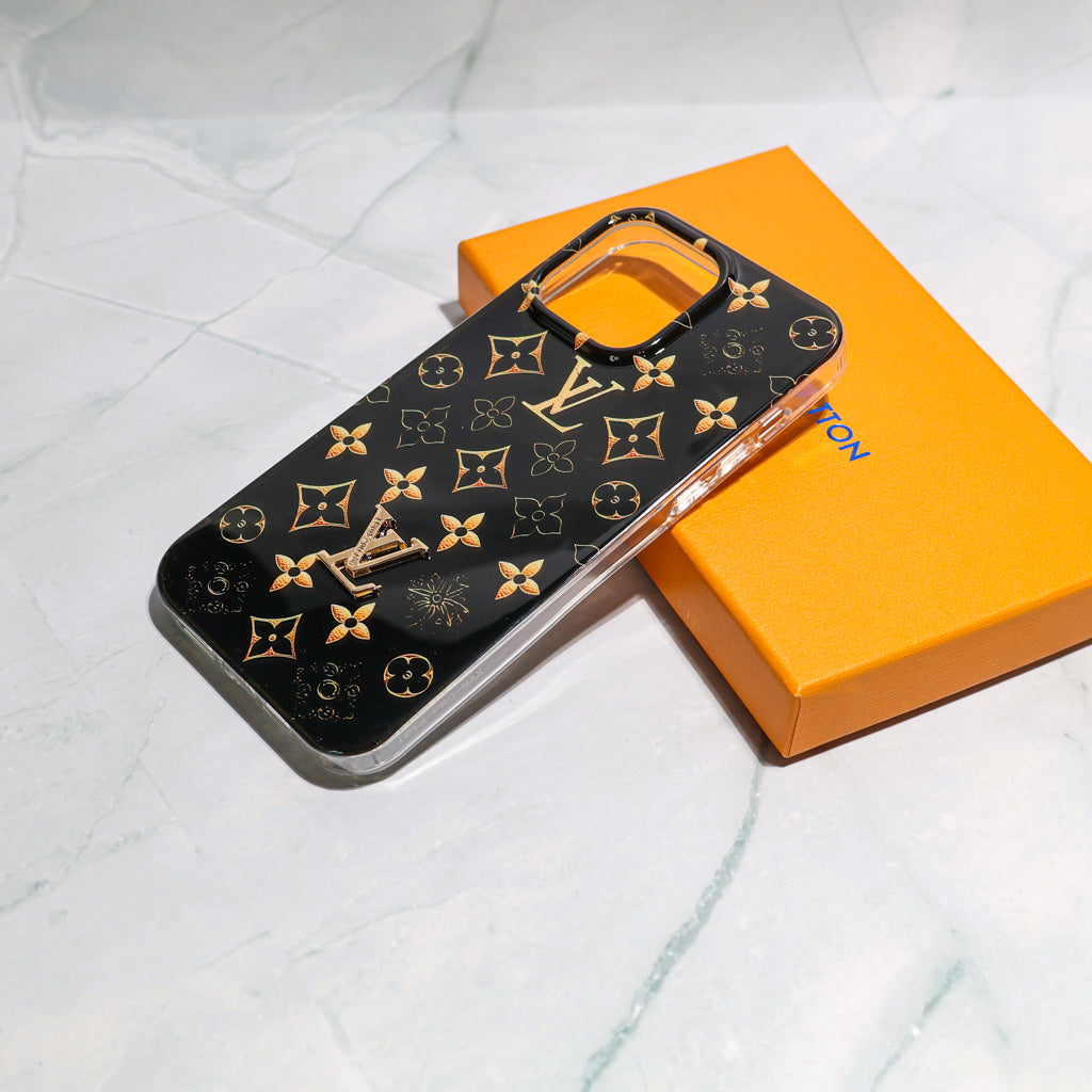 LV Black iPhone Case Golden Monogram for iphone-12-pro