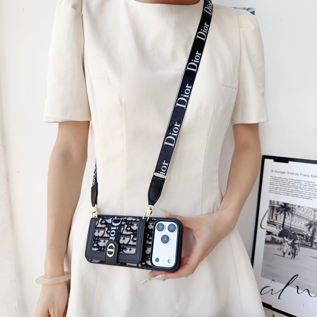 Fabric Canvas Dior Crossbody Case iPhone 12-17 / Pro / Pro Max / Plus for 12-pro