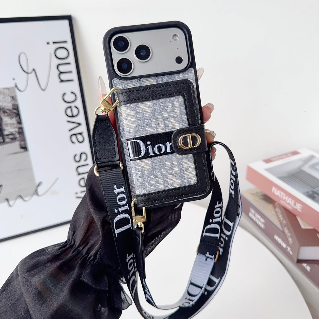 Fabric Canvas Dior Crossbody Case iPhone 12-17 / Pro / Pro Max / Plus for 12-pro