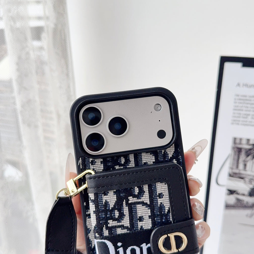 Fabric Canvas Dior Crossbody Case iPhone 12-17 / Pro / Pro Max / Plus for 13