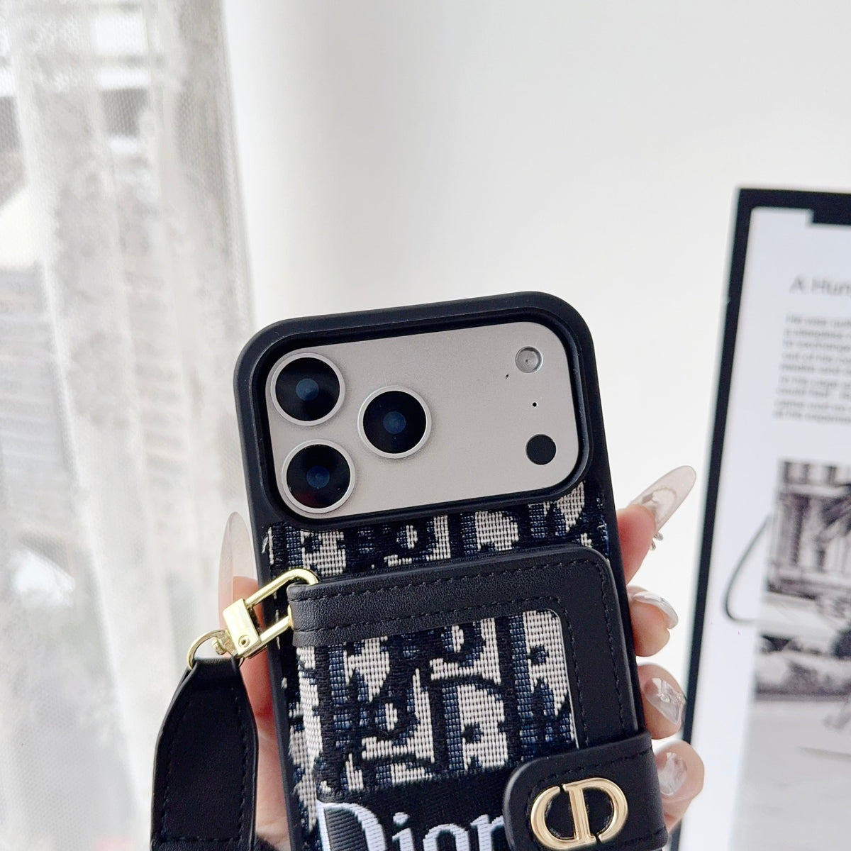 Fabric Canvas Dior Crossbody Case iPhone 12-17 / Pro / Pro Max / Plus for 13
