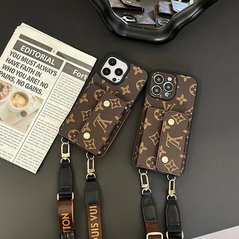 Luxury Phone Wallet Crossbody Style Lanyard For iPhone 12 – 16 Pro Max Plus Series iPhone Case