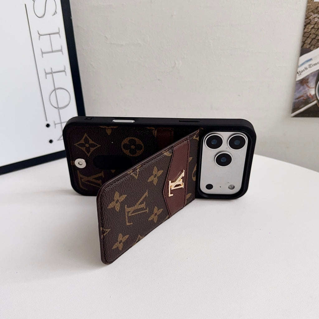 Folding Card Holder Louis V iPhone Case 12/13/14/15/16/17/Pro/Pro Max/ Plus/Air
