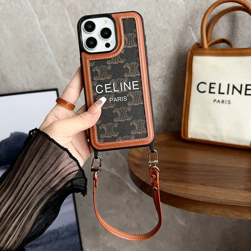 Fashion Cl Phone Case With Strap Fabric Leather for 12