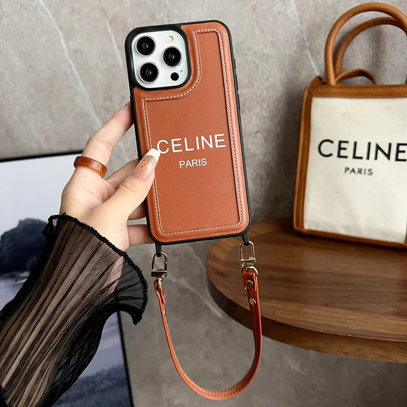 Fashion Cl Phone Case With Strap Fabric Leather for 12