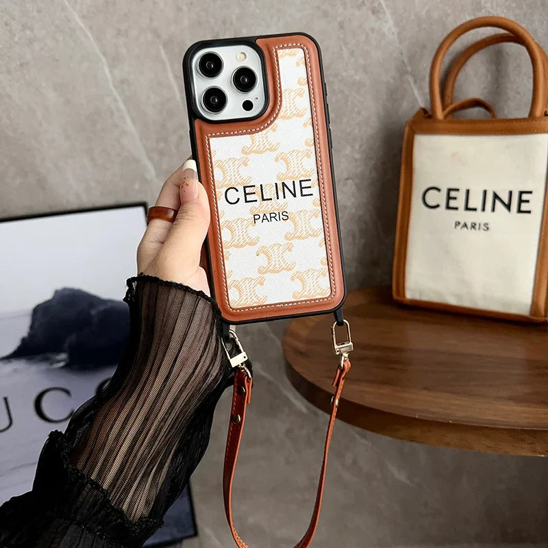 Fashion Cl Phone Case With Strap Fabric Leather for 12