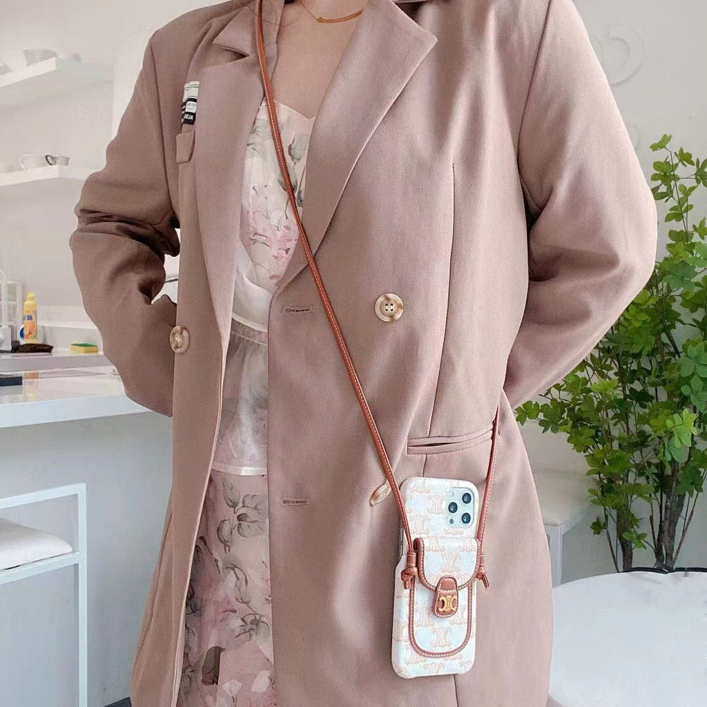 Luxury Crossbody Case For I Pro Max / Fabric Leather for 11-pro