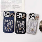 Christian Dior iPhone Case Card Slot For 12 13 14 15 Pro Max Plus Models
