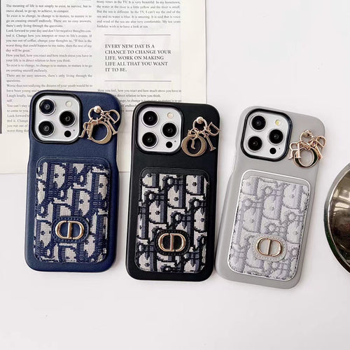 Christian Dior iPhone Case Card Slot For 12 13 14 15 Pro Max Plus Models
