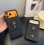 Leather Chrome Heart iPhone Case For 13-17 / Pro / Pro Max for 14