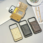 Signature Print iPhone 17 Wallet Phone Case Ch Style