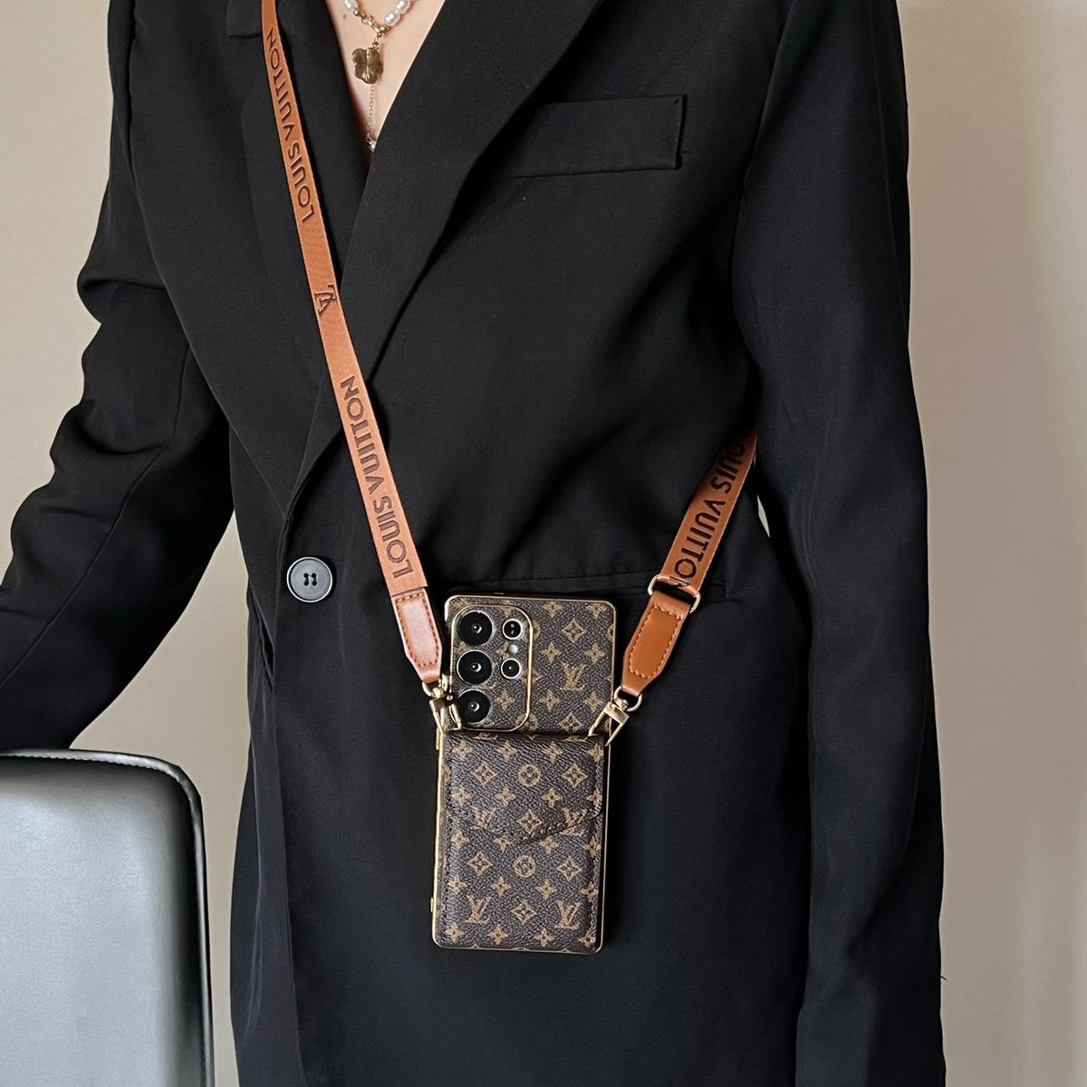 Crossbody LV Style Samsung Galaxy Phone Case S22-S25 Ultra Plus