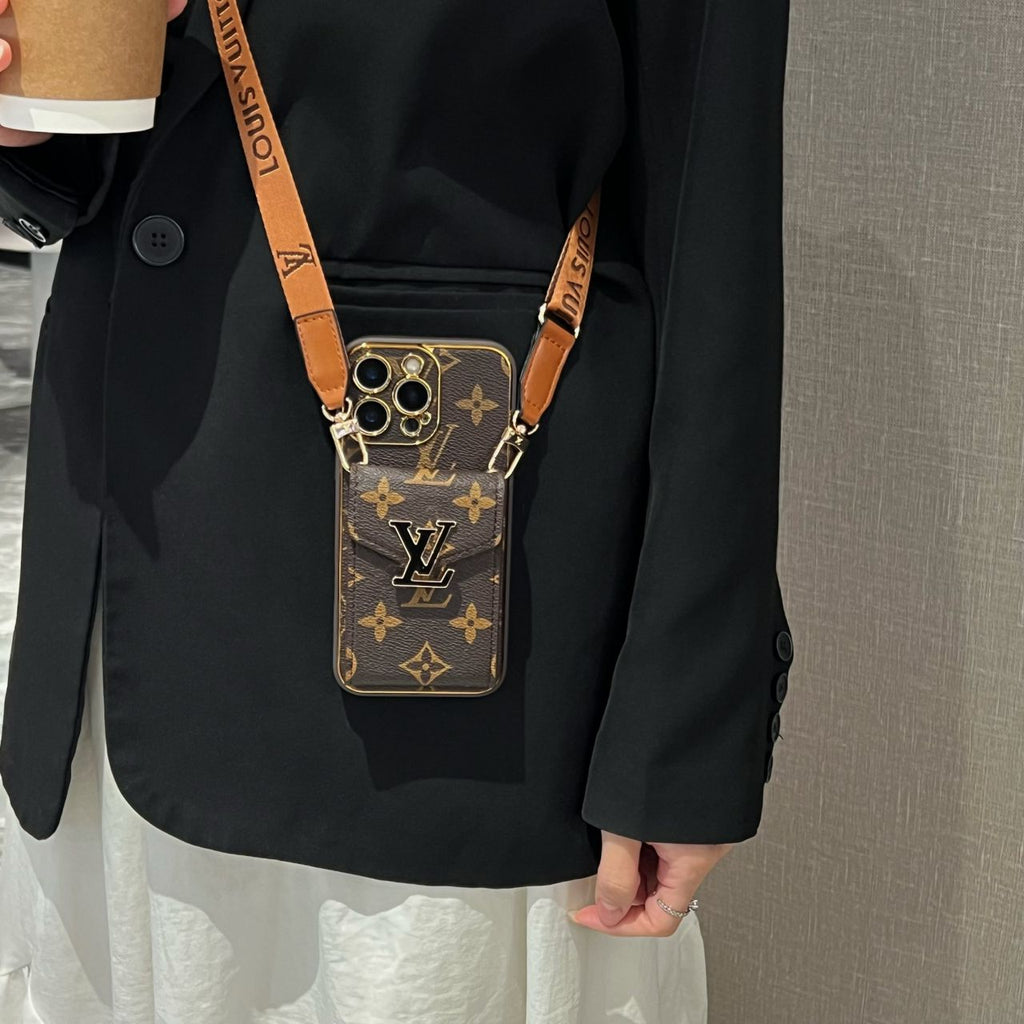 Crossbody Card Holder LV iPhone Case For 12-16 Pro Max Plus for 12-pro