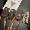 Crossbody Card Holder LV iPhone Case For 12-16 Pro Max Plus
