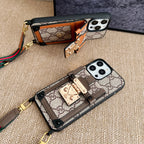 Designer Canvas Crossbody Phone Case For iPhone 12-16 Pro Max Plus for 12-pro