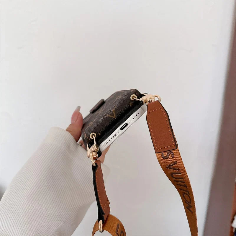 Fashion Cardholder Case Crossbody Strap For iPhone Case for 13-pro