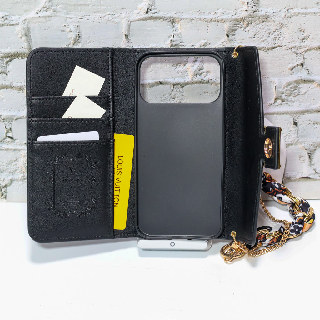 Crossbody LV Wallet Case iPhone 17 Series Black Monogram for iphone-17-pro