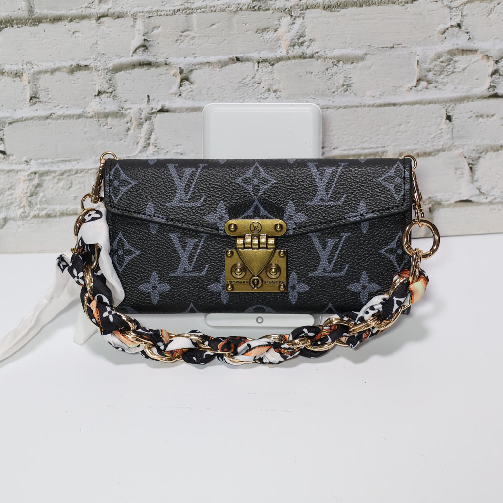 Crossbody LV Wallet Case iPhone 17 Series Black Monogram