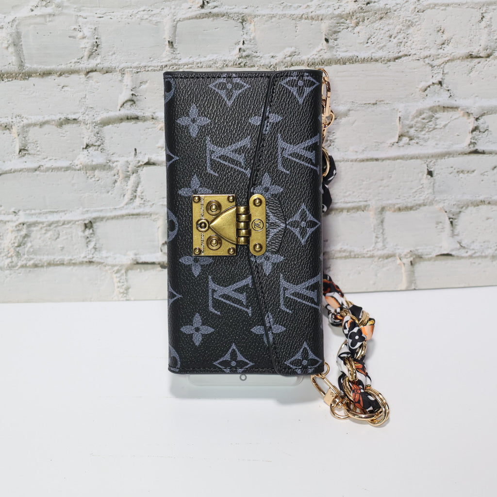 Crossbody LV Wallet Case iPhone 17 Series Black Monogram