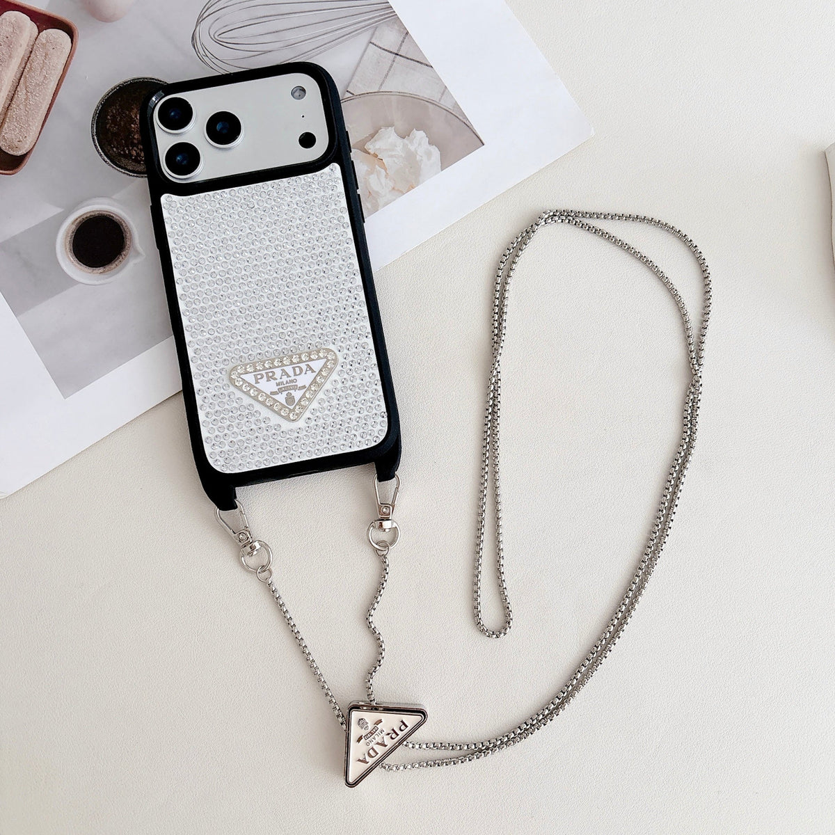 Prada Phone Case On Chain iPhone 12-17 / Pro / Pro Max / Plus / Air for 12-pro-max
