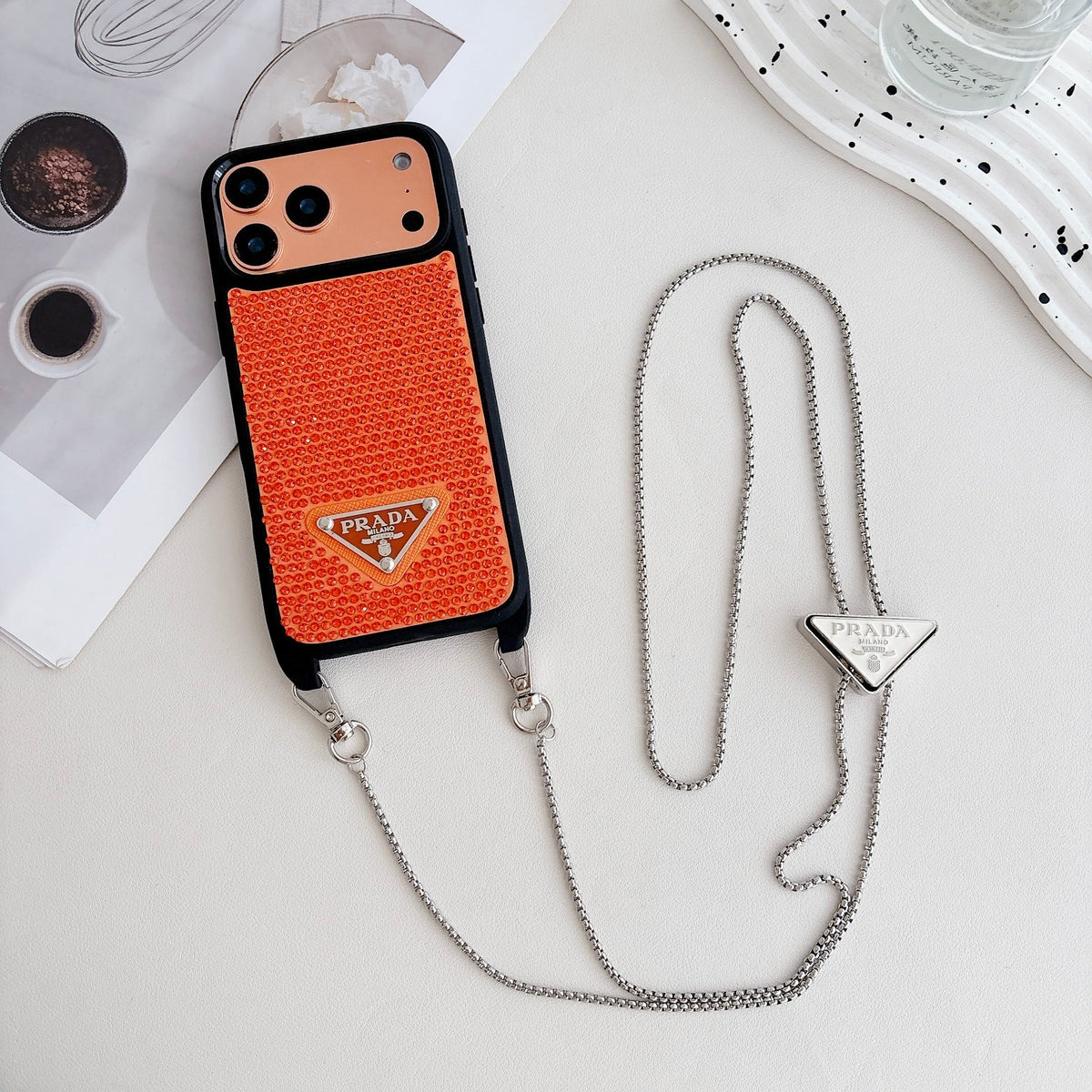 Prada Phone Case On Chain iPhone 12-17 / Pro / Pro Max / Plus / Air for 12-pro-max