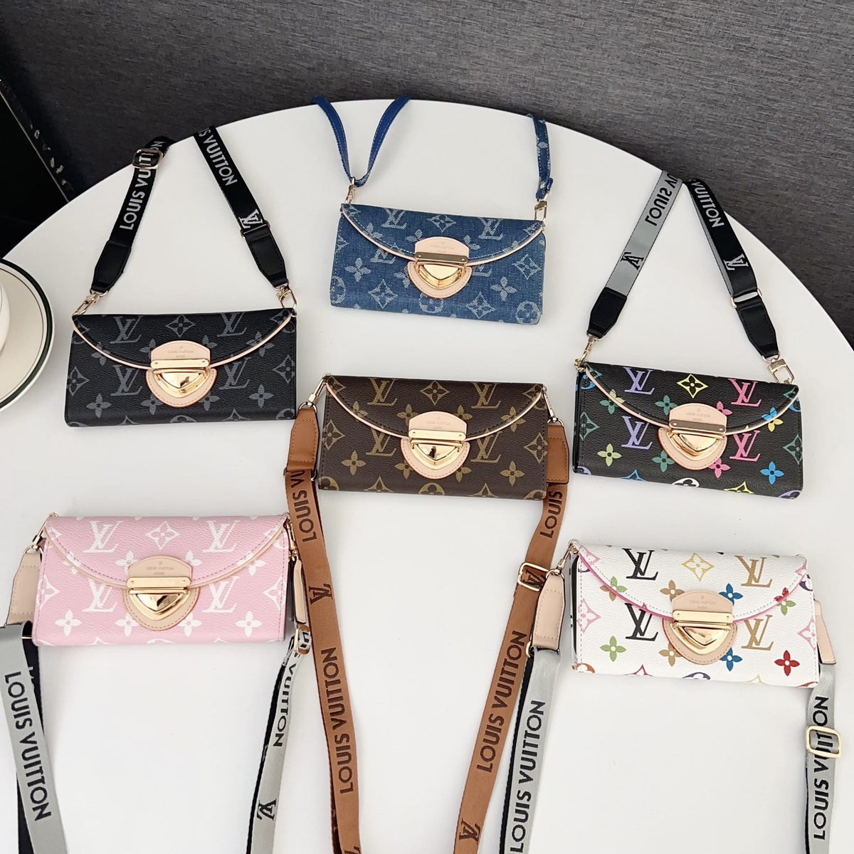 Crossbody Wallet Mini Bag LV Style Phone Case For iPhone 13-17 / Pro / Pro Max / Plus / Air