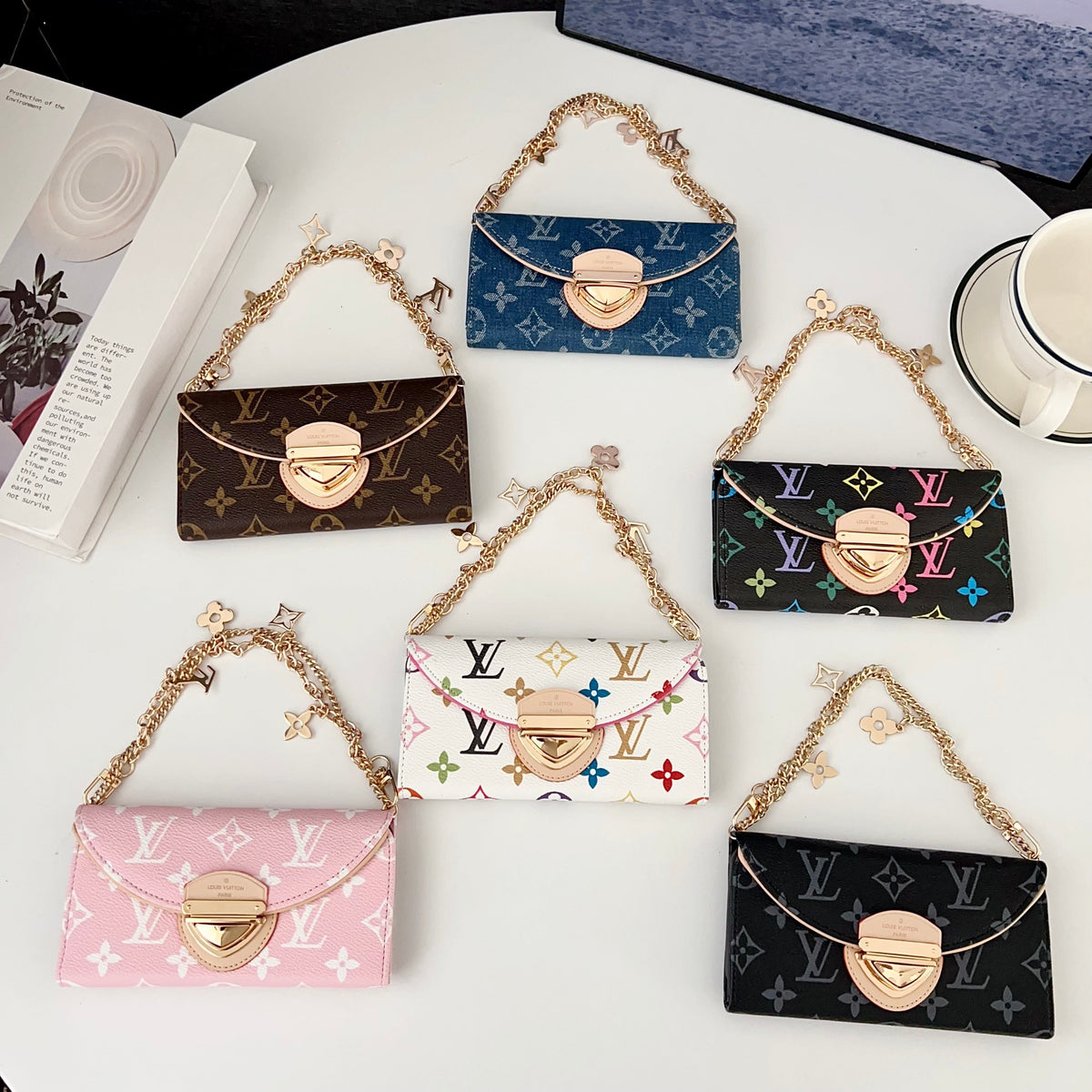 Crossbody Wallet Mini Bag LV Style Phone Case For iPhone 13-17 / Pro / Pro Max / Plus / Air for 14-p