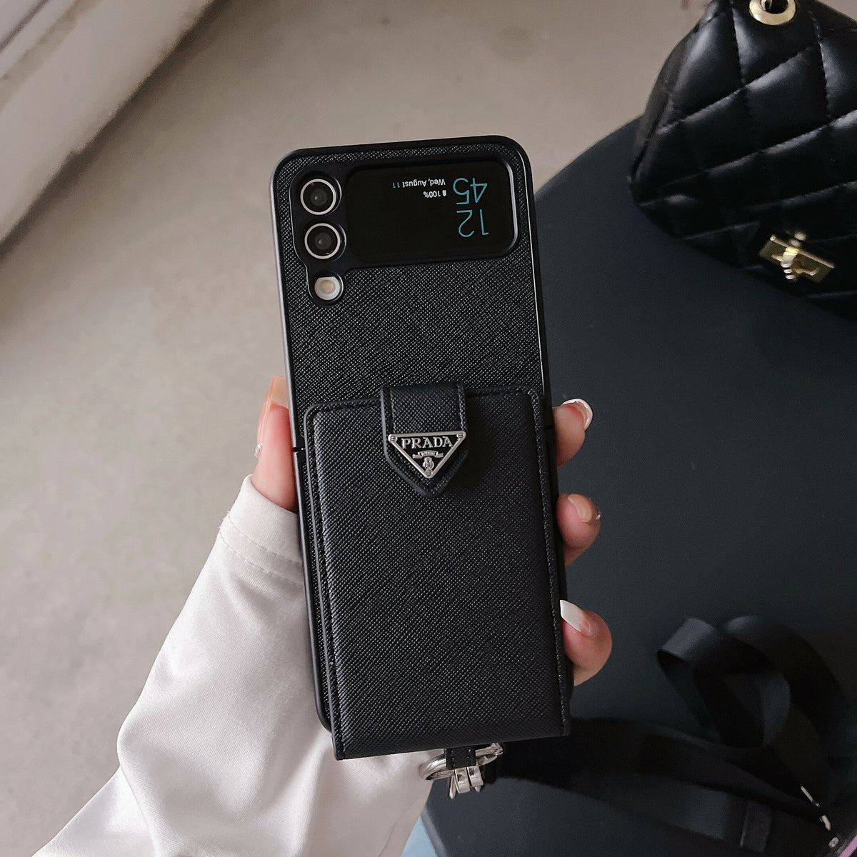 Crossbody Wallet Case Prada Style Samsung Z Flip 3/4/5/6/7 for z-flip-6