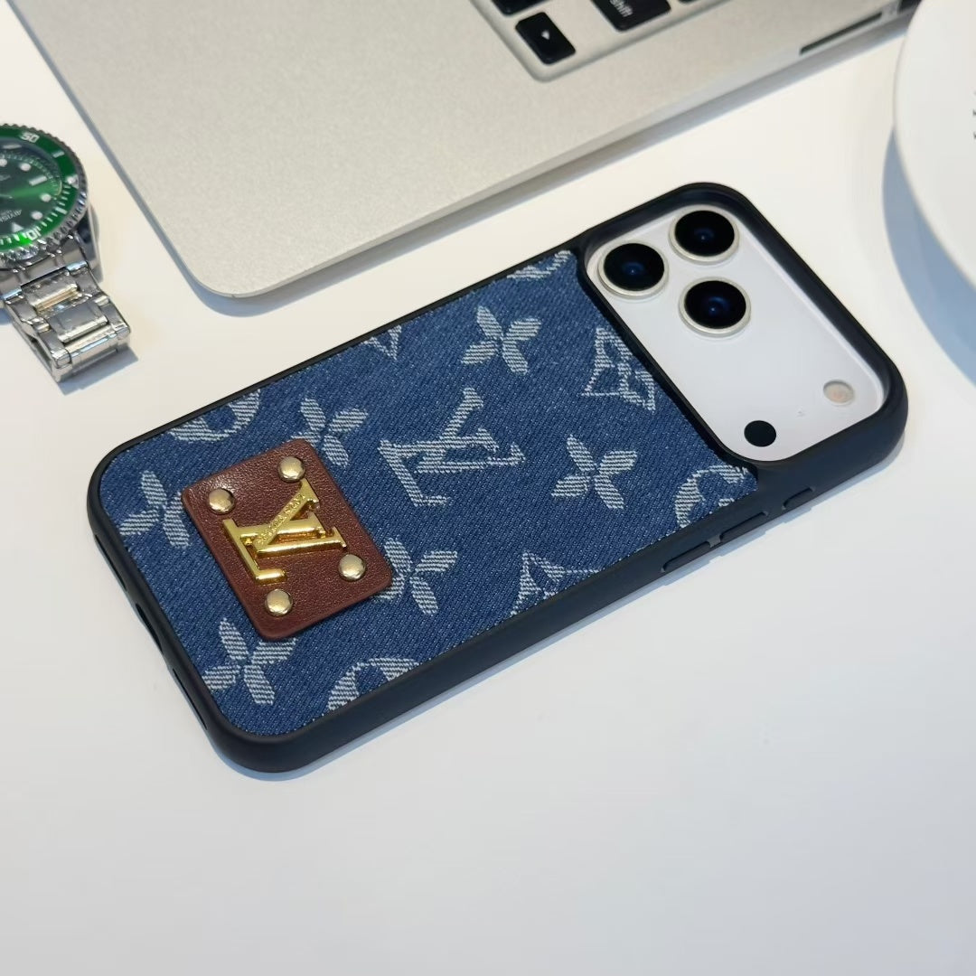 Fabric Denim iPhone 17 Series LV Style Phone Case