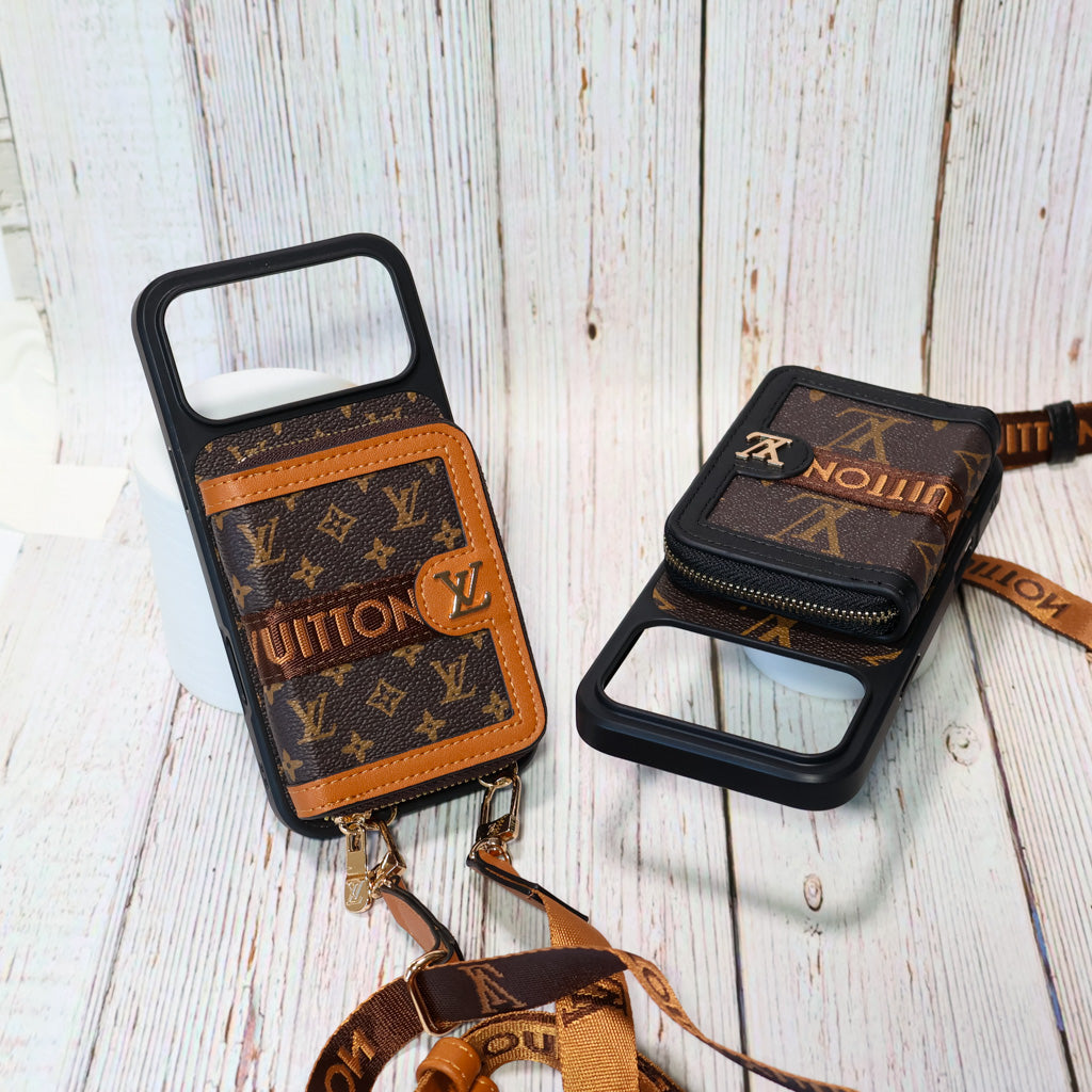 Designer Crossbody LV Zipped iPhone Case For 17/Pro/Pro Max/Air