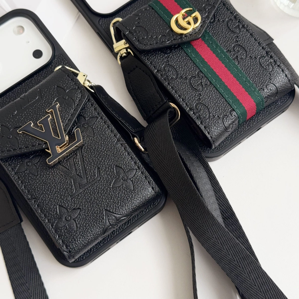 Black Leather Crossbody Designer iPhone 17 Phone Case for iphone-17-air