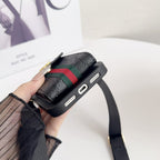 Black Leather Crossbody Designer iPhone 17 Phone Case for iphone-17-pro